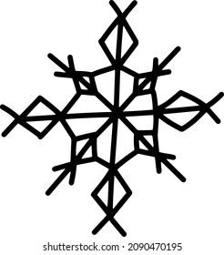 Doodle Winter elegante Eiskristall Schneeflocke Vektorgrafik. Traditionelles Weihnachtsdesign-Element. Einzigartiges Ornament.