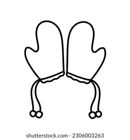 doodle of winter gloves , simple drawing of winter gloves,  vector of winter gloves , winter gloves hand drawing