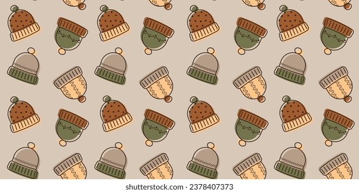 Der doodle Winter hat ein nahtloses Muster. Design für Stoffe, Tapete.	

