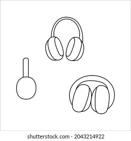 Auriculares de invierno Doodle, diseño de auriculares. Ilustración vectorial de invierno aislada en fondo blanco.