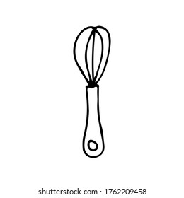 Doodle wire whisk icon in vector. Hand drawn wire whisk icon in vector