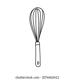 Doodle wire whisk icon in vector. Hand drawn wire whisk icon in vector