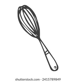 Doodle wire whisk icon in vector. Hand drawn wire whisk icon in vector