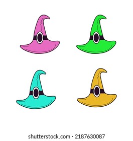 Doodle witch hat. Cartoon doodle illustration on white background
