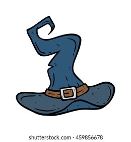 Doodle witch hat with outline on white background