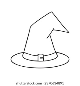 Sombrero de bruja Doodle. Sombrero puntiagudo. Elemento decorativo para el diseño de Halloween. Ilustración vectorial dibujada por mano