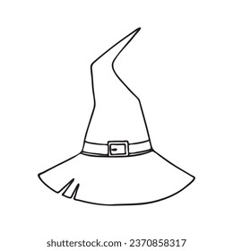 Doodle witch hat. Sketchy pointed hat. Decorative element for Halloween design. Hand drawn vector illustration