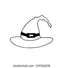 Ilustración del sombrero de bruja de perro en vector. Icono de sombrero de bruja dibujado a mano en vector. 