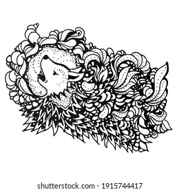 Doodle Wolf, abstraktes, Vektorfarbbuch
