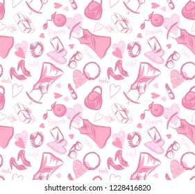 doodle woman accessories pattern
