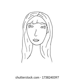 Doodle woman face. International Women's Day. hand drawn of a woman face isolated on a white background. Vector illustration sticker, icon, design element