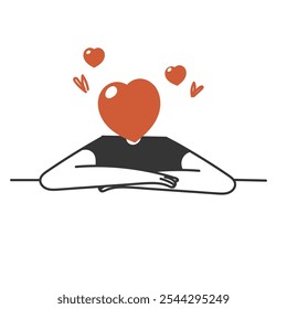 doodle woman with love head