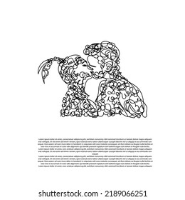 doodle woman and man kissing passionately. abstract line hand drawn woman and man kissing lips