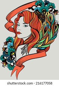 Doodle  woman portrait