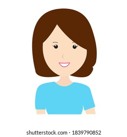 Doodle Woman Short hair Cartoon Potrait Avatar Smile Illustration Vector