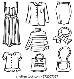 Doodle of women clothes set hand draw vector art