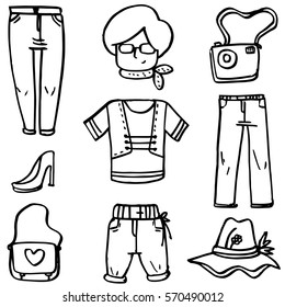 Doodle of women clothes theme vector illustration