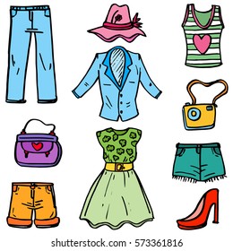 Doodle Women Collection Cartoon Vector Illustration Stock Vector ...