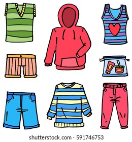 Doodle of women set clothes object vector art