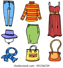 Doodle of women style collection stock vector illustration