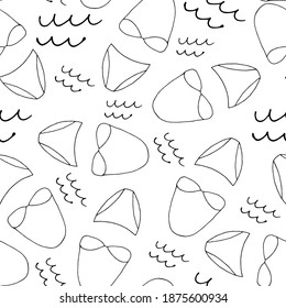 Doodle Women swimsuit seamless pattern. hand drawn drawing of a swimsuit isolated on a white background. Summer clothing for swimming Vector illustration