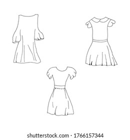 Doodle Women swimsuit set. hand drawn drawing of a swimsuit isolated on a white background. Summer clothing for swimming Vector illustration