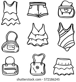 Doodle of women theme collection vector art