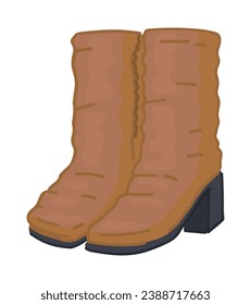 Doodle of women's high boots. Cartoon clipart of warm winter footwear. Vector illustration isolated on white background.