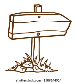 Doodle Wood signboard icon. Hand drawn Cartoon of wood signboard vector icon for web design isolated on white background