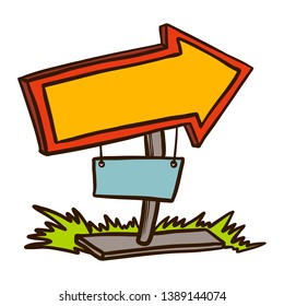 Doodle Wood signboard icon. Hand drawn Cartoon of wood signboard vector icon for web design isolated on white background