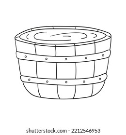 Doodle wooden bowl, tub four sauna isolated on a white background. Hand drawn, simple outline illustration. It can be used for decoration of textile, paper.