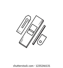 doodle wooden jack plane icon outline