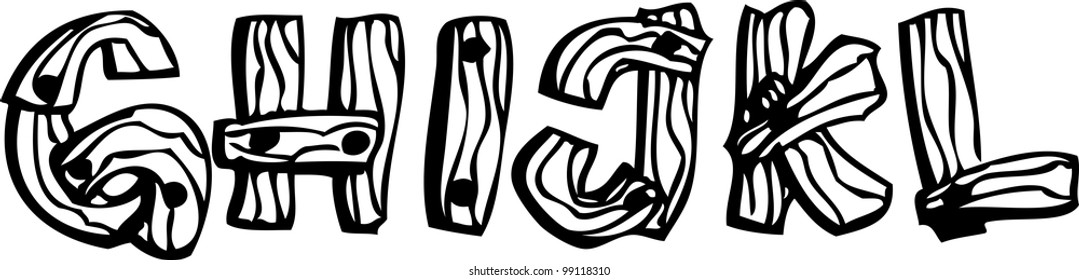 doodle of wooden texture alphabet