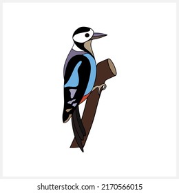 Doodle woodpecker bird clip art isolated. Hand drawn animal. Vector stock illustration. EPS 10