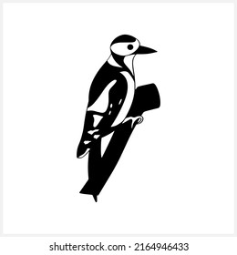 Doodle woodpecker clip art isolated. Animal art. Stencil bird. Vector stock illustration. EPS 10