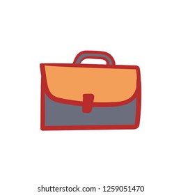 doodle work bag icon flat color