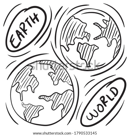Doodle World or Earth. simple and trendy Hand Drawn Sketching style Vector illustration