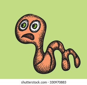 doodle worm, vector illustration icon