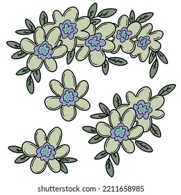 Doodle Kranz der Blumen. BlumenBlumenSet
