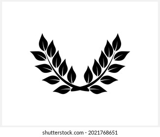 Doodle wreath icon isolated. Stencil eco clipart. Branch with leaf. Frame, border for design. Hand dwawn art line. Vector stock illustration. EPS 10