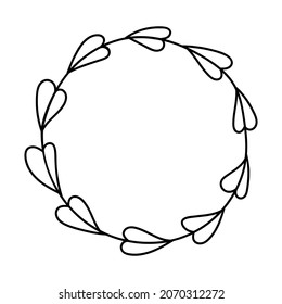 Correa de doodle, marco redondo, plantilla de contorno, elemento decorativo único, para texto, logotipo