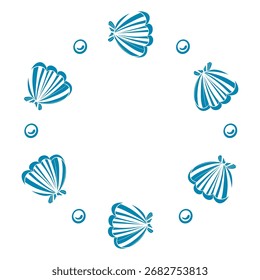 Desenhar a coroa de conchas, pérolas. Quadro sobre o tema de férias no mar. Ilustração vetorial
