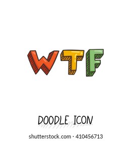 Doodle WTF icon. Social, chatting element. Letter design.