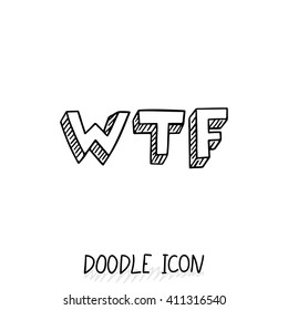Doodle WTF icon. Social, chatting element. Letter design.