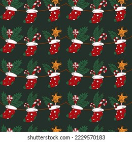 Doodle X-mas patrón transparente. Papel digital lindo para envoltura navideña