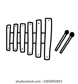 doodle de xilófono , dibujo simple de xilófono , vector de xilófono , dibujo manual de xilófono