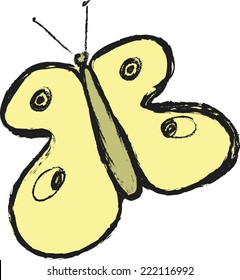 doodle yellow butterfly