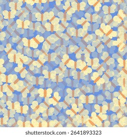 Doodle yellow  butterfly Seamless Vector Pattern