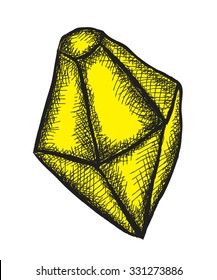 doodle yellow diamond, vector illustration 