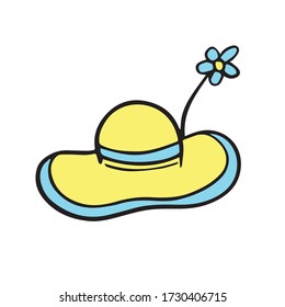 doodle yellow hut, vector illustration isolated on white background